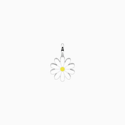 Ciondolo sagomato a forma di margherita Kidult in acciaio silver con smalto bianco e punto luce centrale per personalizzazione gioielli - Alfano Gioielli Gioielleria Palermo.