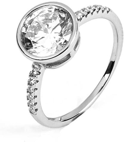 Anello Donna 4US Cesare Paciotti in Argento 925 con Zircone Centrale e Fascia Laterale - 4UAN4190W16