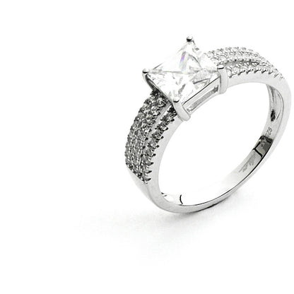 Anello Donna 4US Cesare Paciotti in Argento 925 con Zirconi - Collezione Rectangle - 4UAN3727W-14
