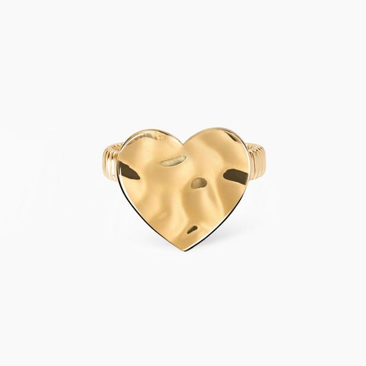 Anello Dorato con Cuore Martellato | Cod. 821003