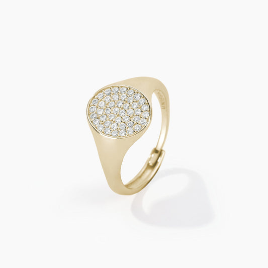 Anello MABINA CHEVALIER dorato regolabile con pavé di zirconi - Codice 523204