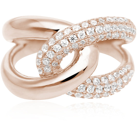 Anello Mabina in Argento 925 PVD Oro Rosa con Zirconi - 523180-17