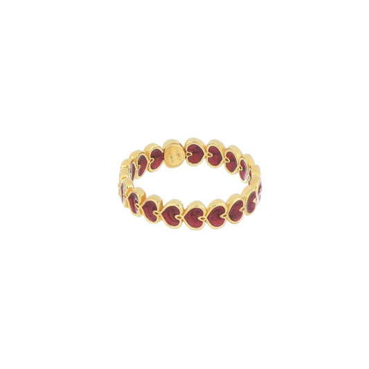 Anello Maman et Sophie in argento dorato con frangia mobile di pondine dorate e smaltate nere - Alfano Gioielli