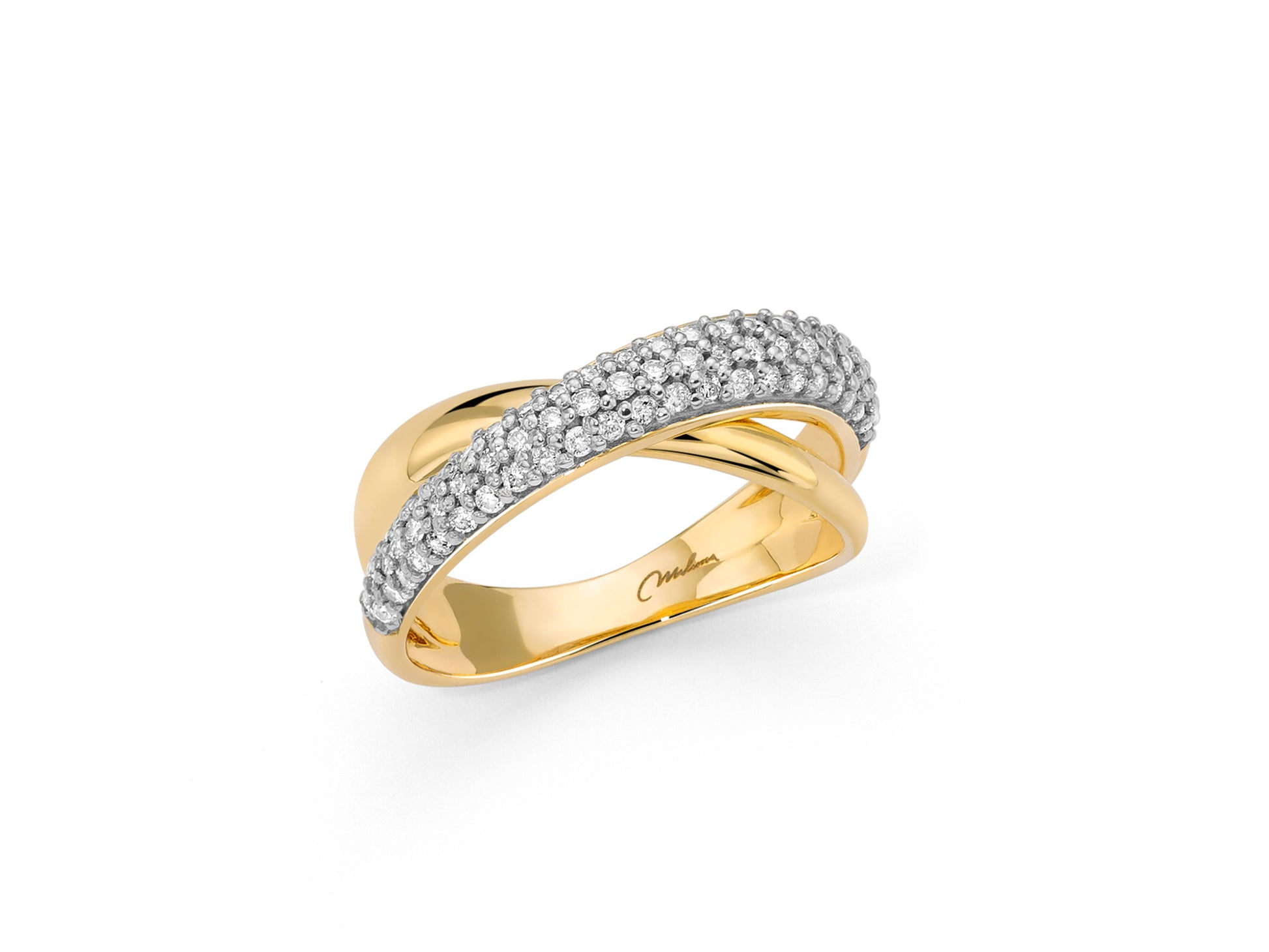 Anello Miluna in oro bianco 18kt con pavé di 67 diamanti naturali taglio brillante rotondo.