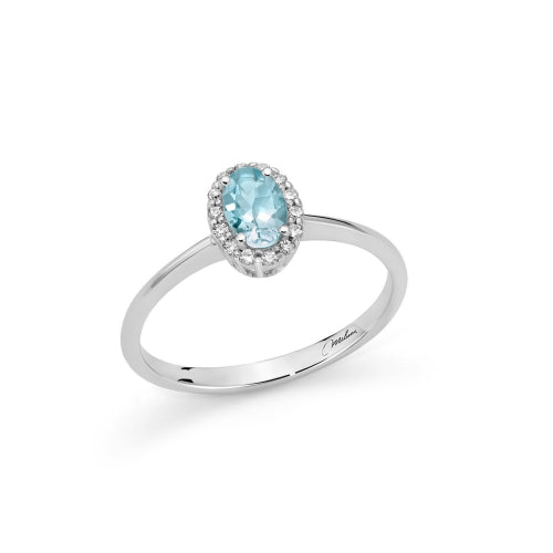 Anello Miluna in oro bianco 18kt con fila di diamanti naturali taglio brillante incastonati.