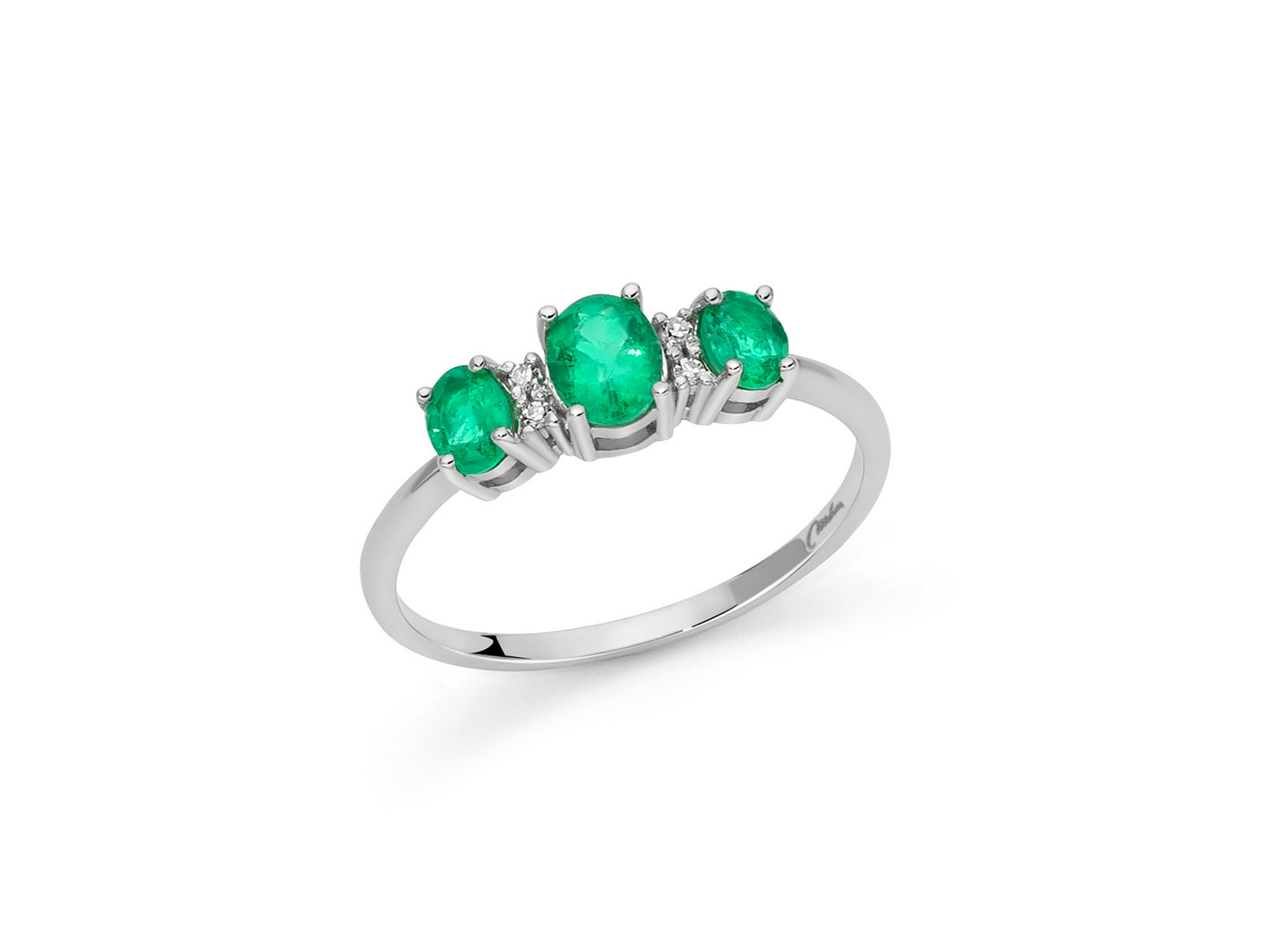 Anello Miluna con Smeraldi e Diamanti - Oro Bianco 18kt - LID3943