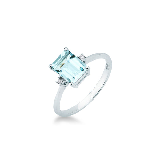 Anello Mirco Visconti in Oro Bianco 18kt con Acquamarina e Diamanti (II54/5ACE)
