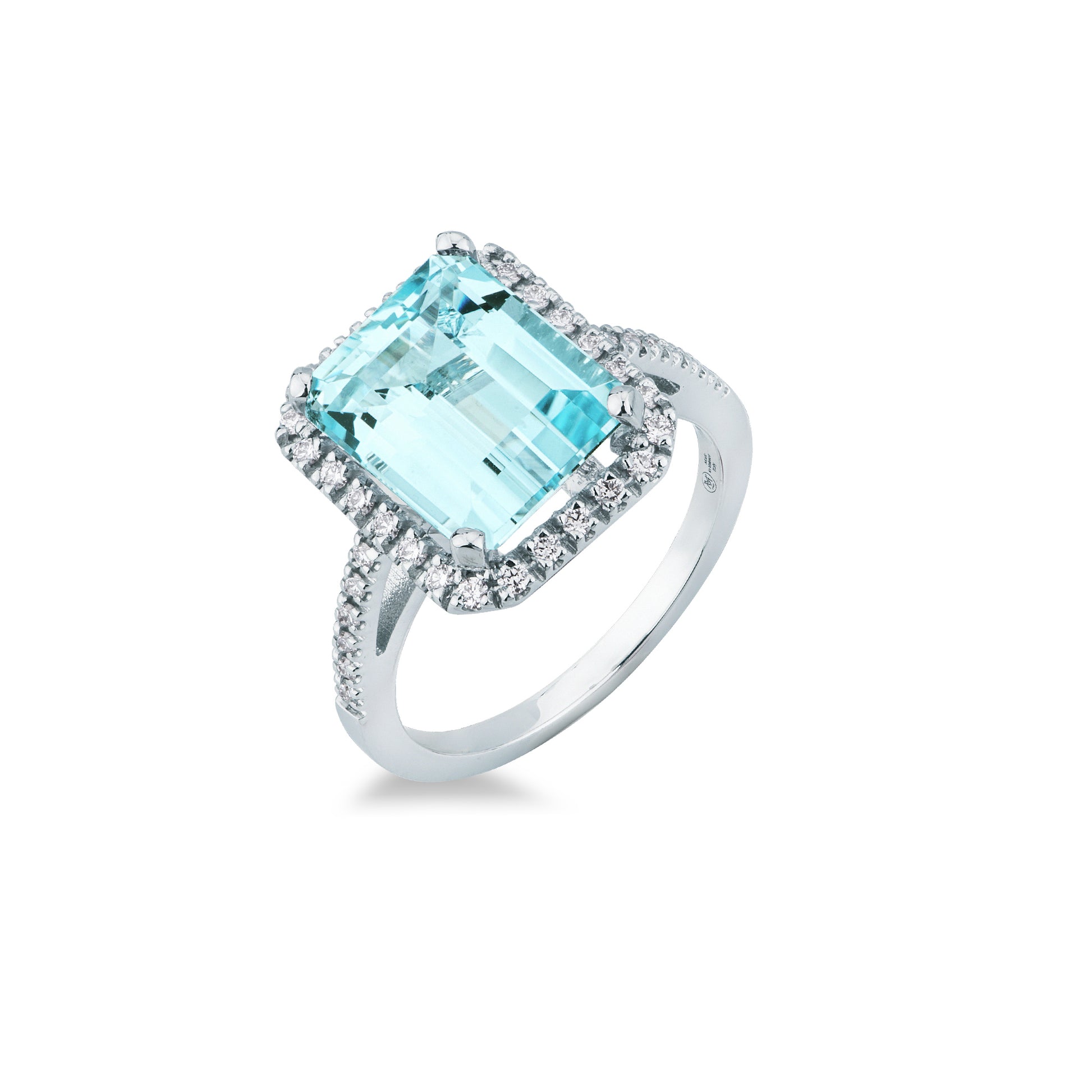 Anello Mirco Visconti in Oro Bianco 18kt con Acquamarina e Diamanti (LF359/30ACE)