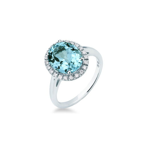Anello Mirco Visconti in Oro Bianco 18kt con Acquamarina e Diamanti (LF437/40ACO)