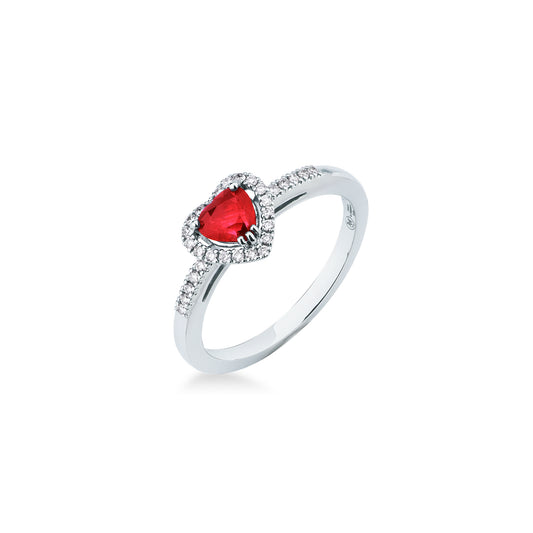 Anello Mirco Visconti in Oro Bianco 18kt con Rubino Birmano e Diamanti (ABA1050/20R)