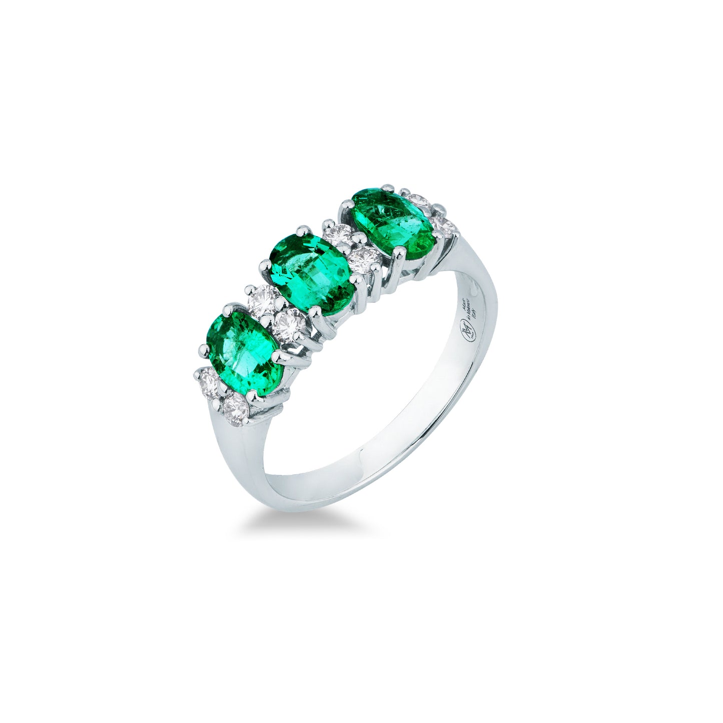 Anello Mirco Visconti in Oro Bianco 18kt con Smeraldo Zambiano e Diamanti (LF387/S)