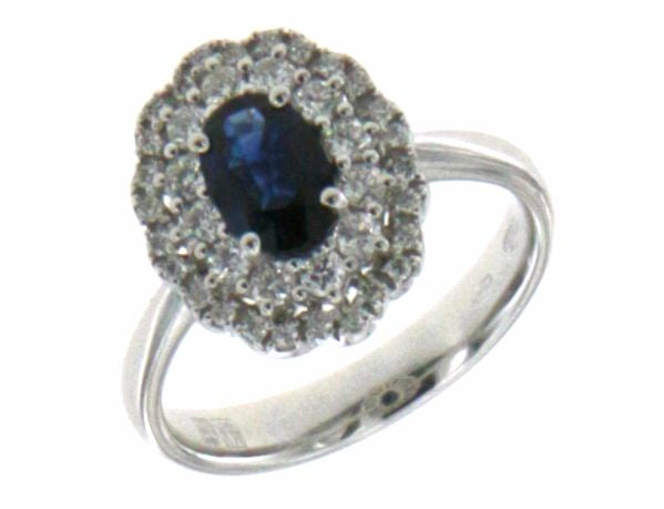 Anello Mirco Visconti in Oro Bianco 18kt con Zaffiro Kanchana e Diamanti (Z683/B20Z)