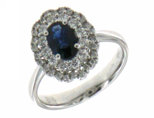 Anello Mirco Visconti in Oro Bianco 18kt con Zaffiro Kanchana e Diamanti (Z683/B20Z)
