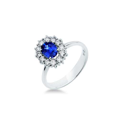 Anello Mirco Visconti in Oro Bianco 18kt con Zaffiro di Sri Lanka e Diamanti (IE82/B20Z)