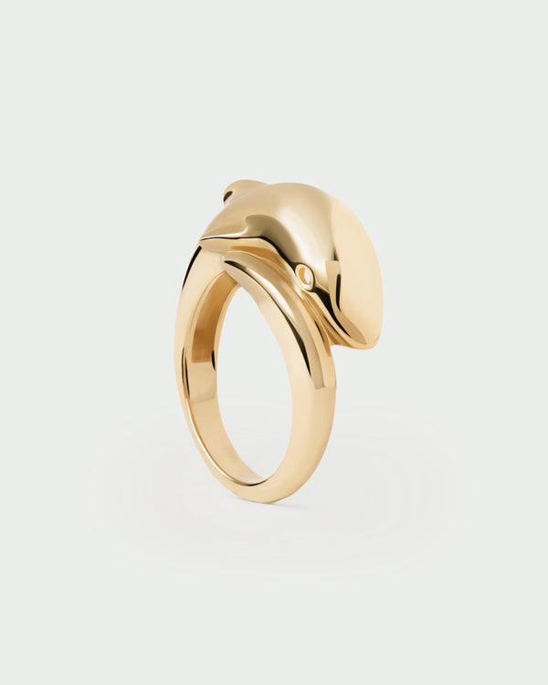 Anello PDPAOLA Dolphin in Argento Riciclato Placcato Oro | Cod. AN01-D50-08