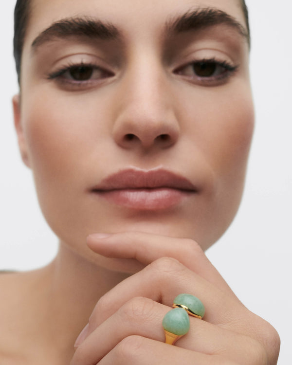 Anello PDPAOLA Gravity con Avventurina Verde in Argento Riciclato | Cod. AN01-D39-08