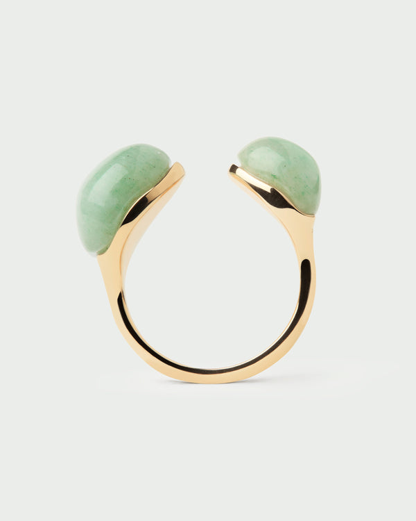 Anello PDPAOLA Gravity con Avventurina Verde in Argento Riciclato | Cod. AN01-D39-08