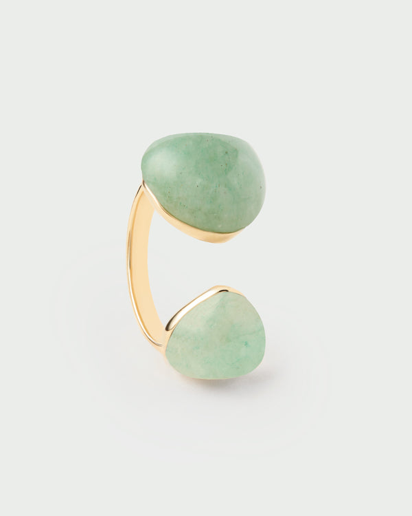 Anello PDPAOLA Gravity con Avventurina Verde in Argento Riciclato | Cod. AN01-D39-08