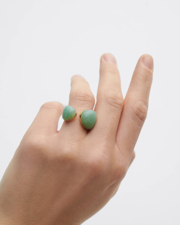 Anello PDPAOLA Gravity con Avventurina Verde in Argento Riciclato | Cod. AN01-D39-08