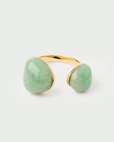 Anello PDPAOLA Gravity con Avventurina Verde in Argento Riciclato | Cod. AN01-D39-08