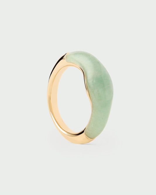 Anello PDPAOLA Nami in Argento Riciclato con Avventurina Verde | Cod. AN01-D49-08
