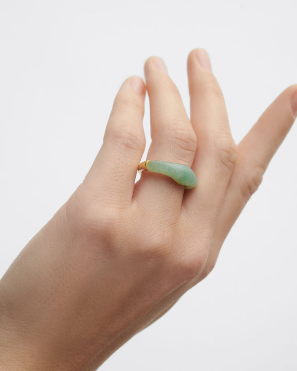 Anello PDPAOLA Nami in Argento Riciclato con Avventurina Verde | Cod. AN01-D49-08
