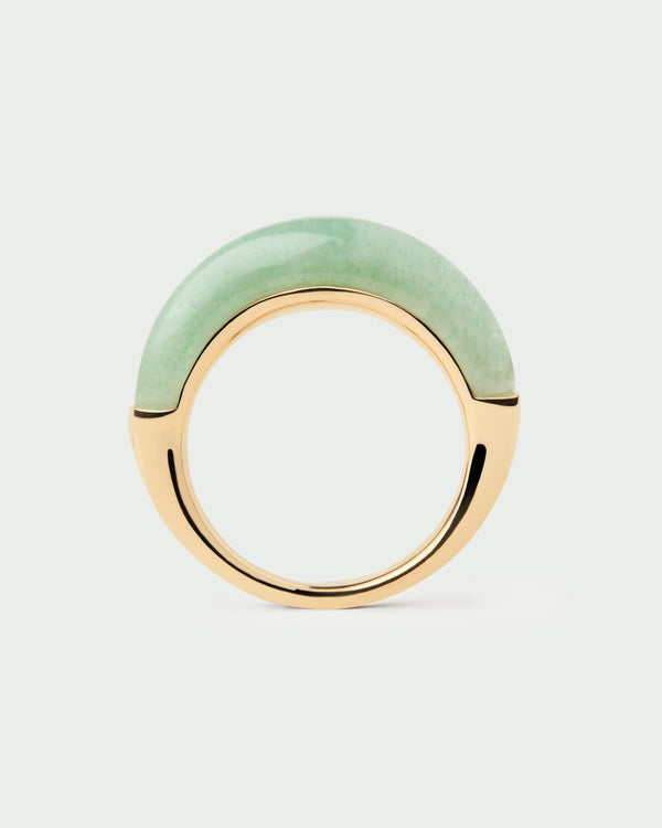 Anello PDPAOLA Nami in Argento Riciclato con Avventurina Verde | Cod. AN01-D49-08