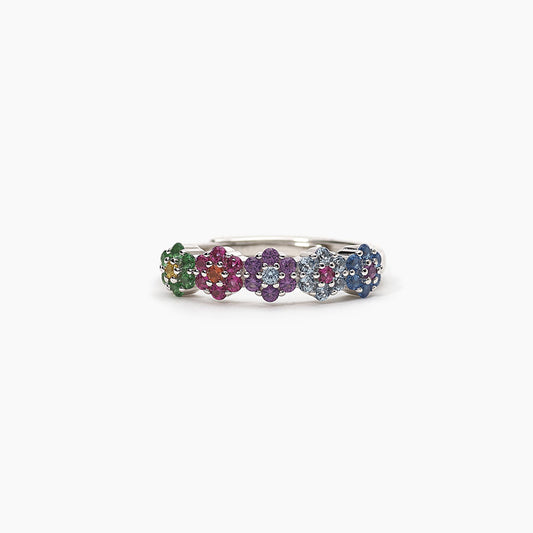 Anello Regolabile FIOR FIORE in Argento 925 con Zirconi Multicolor a Fiore - Codice: 523246