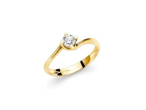 Anello Solitario Miluna in oro bianco 18kt con diamante naturale centrale taglio brillante da 0,25 carati.