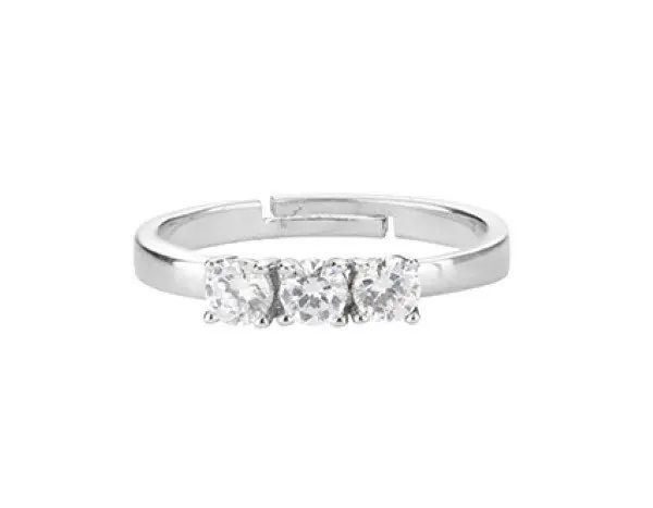 Anello Trilogy ChiMiAma in argento 925 con tre zirconi bianchi a forma di cuore incastonati - Alfano Gioielli
