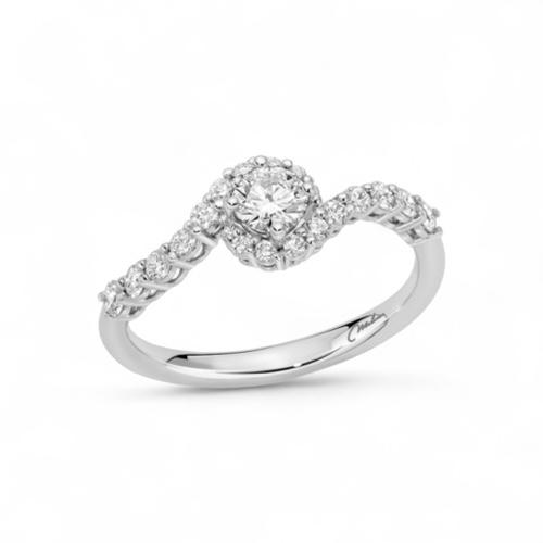 Anello Trilogy Miluna in oro bianco 18kt con tre diamanti naturali taglio brillante montati in linea.