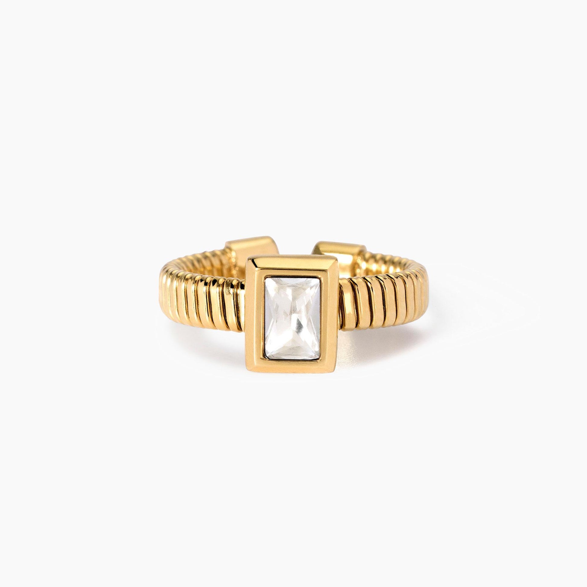 Anello Tubogas Dorato con Zirconi | Cod. 821001