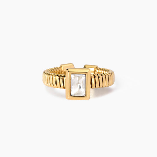 Anello Tubogas Dorato con Zirconi | Cod. 821001