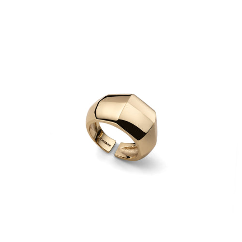 Anello a fascia larga Unoaerre in bronzo dorato 24K lucido dal design minimalista - Alfano Gioielli Gioielleria Palermo.