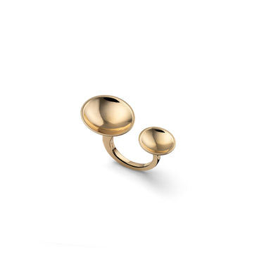 Anello a fascia Unoaerre collezione Lux in bronzo dorato 24K con superficie martellata riflettente - Alfano Gioielli Gioielleria Palermo.