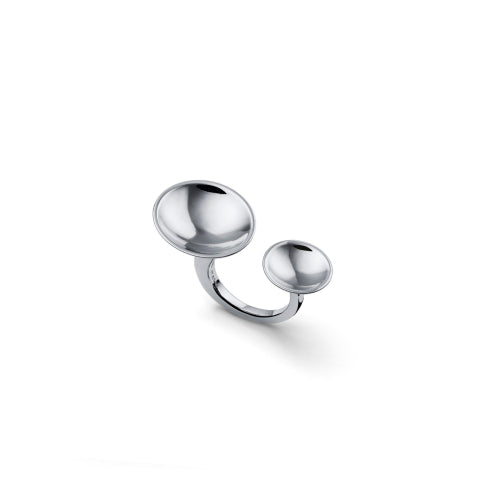 Anello a fascia Unoaerre collezione Lux in bronzo argentato con superficie martellata lucida - Alfano Gioielli Gioielleria Palermo.