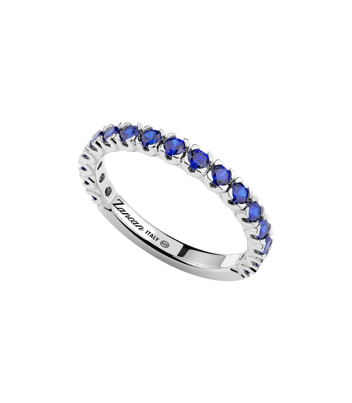 Anello Zancan Uomo Girodito in Argento 925 con Spinelli Blu - ESA107-BL