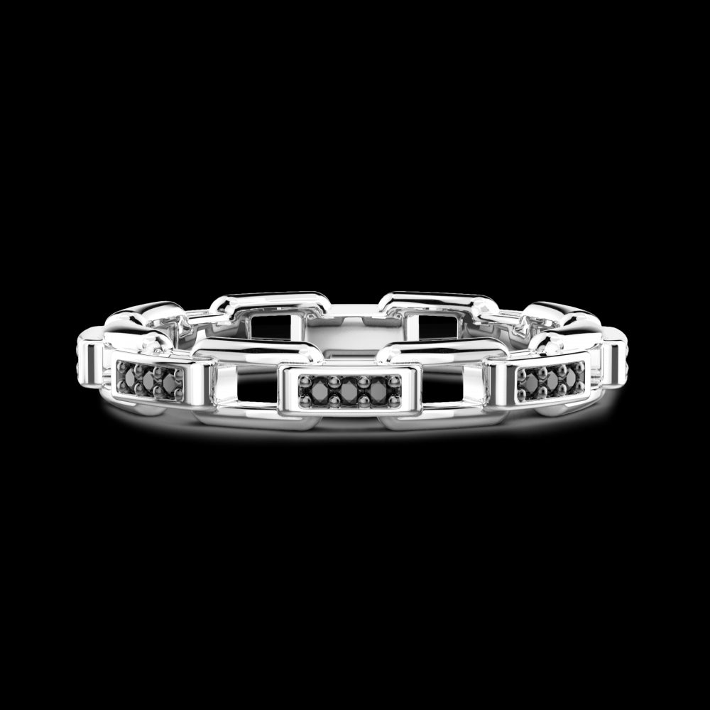 Anello a Fascia Zancan in Argento 925 con Spinelli Neri ESA095