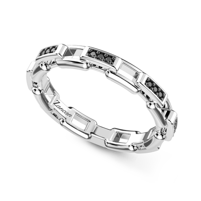 Anello a Fascia Zancan in Argento 925 con Spinelli Neri ESA095