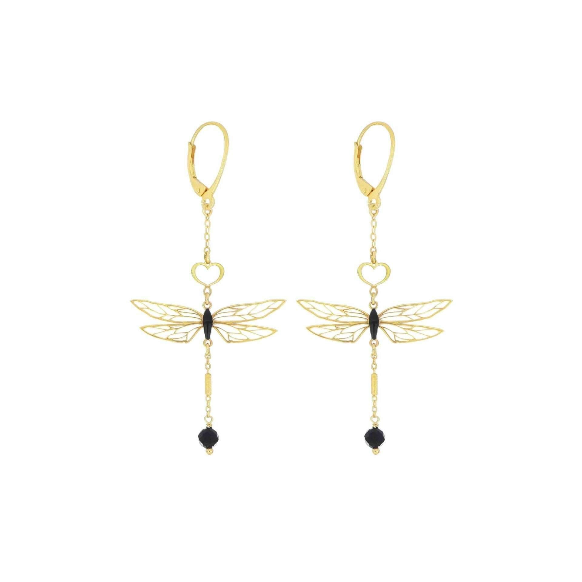 Anello aperto contrarié Maman et Sophie in argento dorato con elemento libellula - Alfano Gioielli