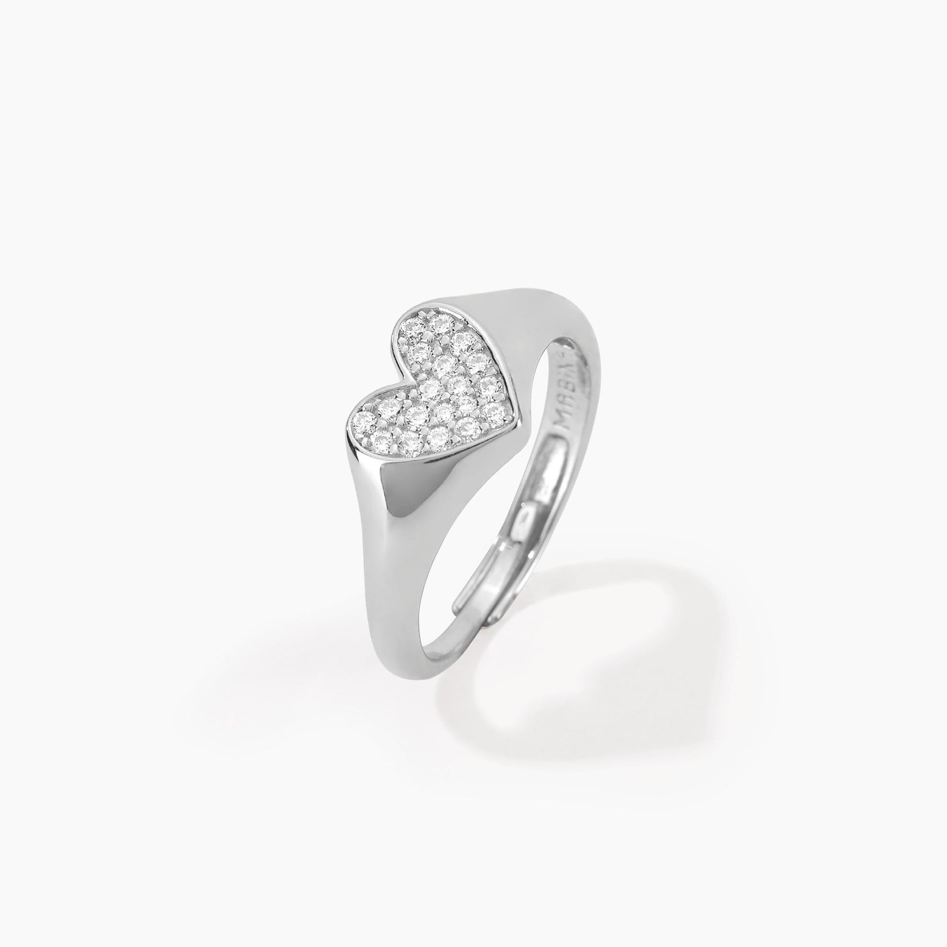 Anello chevalier regolabile cuore e pavé di zirconi MABINA CHEVALIER - Codice 523205