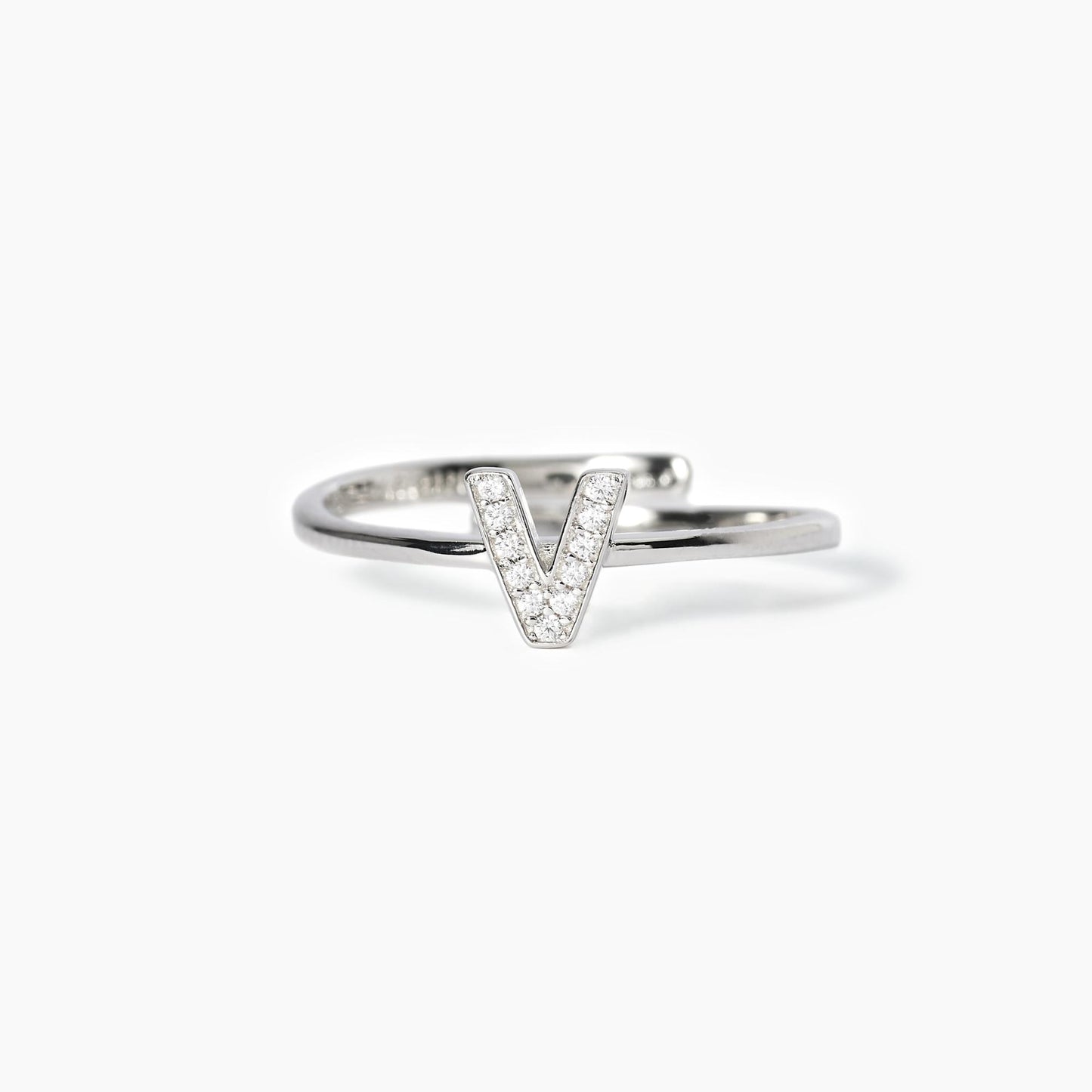 Anello in Argento con Lettera V in Zirconi 523110V - Personalizzazione Elegante