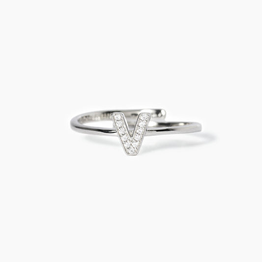 Anello in Argento con Lettera V in Zirconi 523110V - Personalizzazione Elegante
