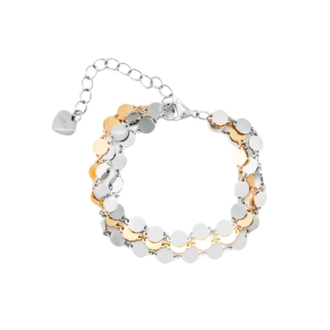 Bracciale da donna 4US Cesare Paciotti in acciaio con catenina sottile e uno zircone bianco brillante incastonato al centro con dettaglio logo pugnale.