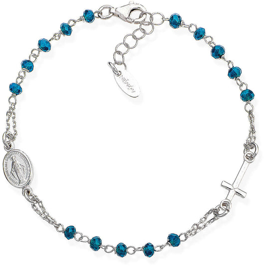 Bracciale Charms Fissi Donna Argento 925 Amen Rosari BROBBL3 - Cristalli Blu Pastello