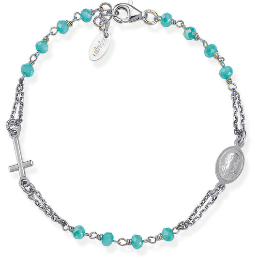 Bracciale Charms Fissi Donna Argento 925 Amen Rosari BROBT3 - Cristalli Verde Acqua