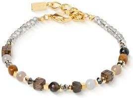 Bracciale Coeur de Lion GeoCUBE® in acciaio silver con cubi bianchi, cristalli trasparenti e vetro satinato - Alfano Gioielli