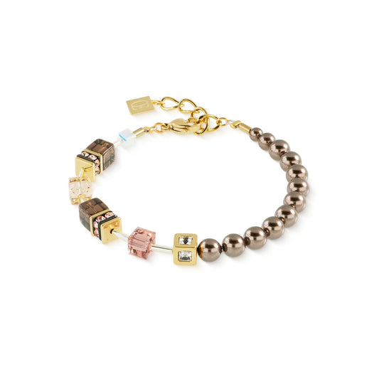 Bracciale Coeur de Lion GeoCUBE® in acciaio silver con cubi bianchi e cristalli trasparenti - Alfano Gioielli