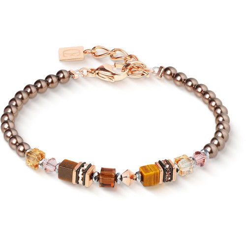 Bracciale Coeur de Lion GeoCUBE® in acciaio silver con cubi trasparenti in cristallo e vetro satinato - Alfano Gioielli