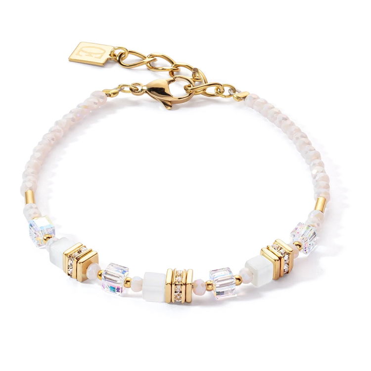 Bracciale Coeur de Lion Mini Cubes - Bianco-Oro 4565/30-1416